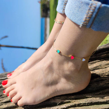 Rainbow Heart Anklet